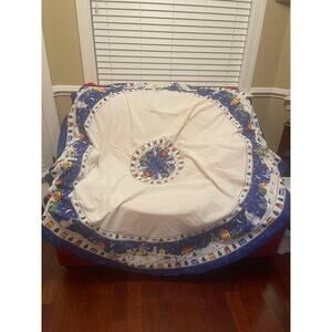 Vintage Christmas Tablecloth Winter Wonderland by Nikko 65" round Snowman Tree